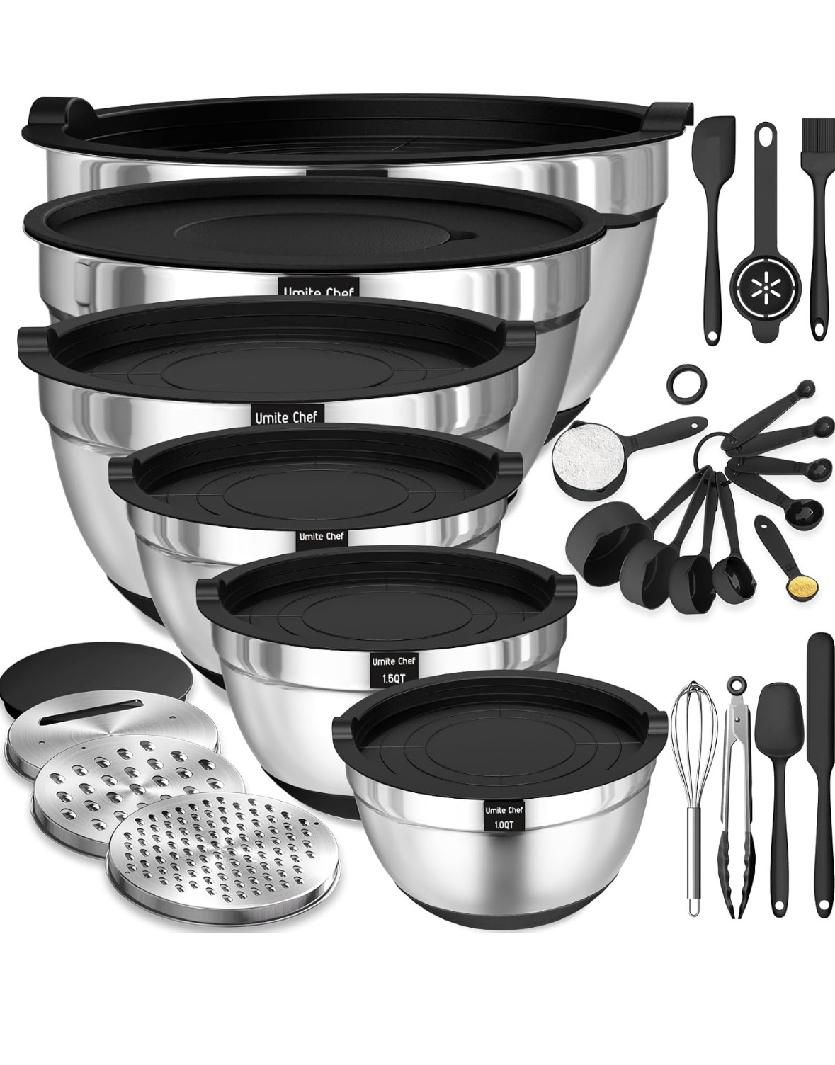 Heavy-Duty 26pc Stainless Mixing Bowl Set (with Lids)