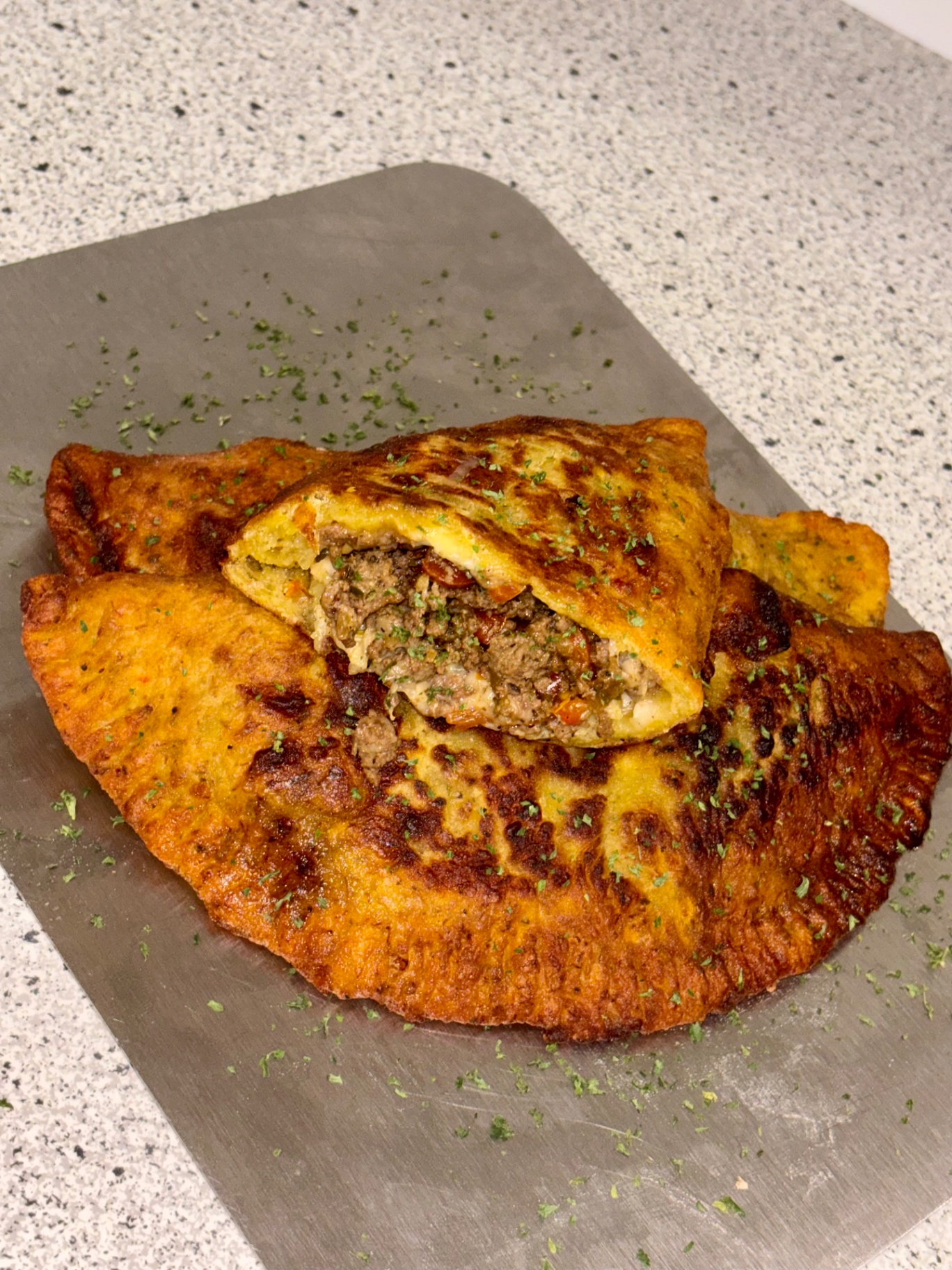 Caribbean Plantain Beef Patty plated