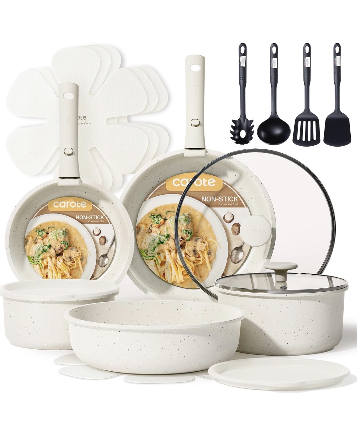 CAROTE 19pc Nonstick Cookware Set (Detachable Handle)